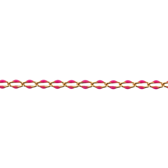 Myron Toback Inc. 14/20 Gold-Filled Yellow Elongated Cable Chain with Pink Resin 14/20 Gold-Filled Yellow Elongated Cable Chain with Pink Resin