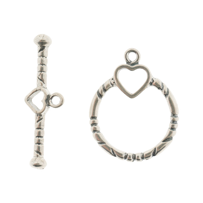 Sterling Silver Toggle With Heart Insert  Myron Toback Inc. Sterling Silver Toggle With Heart Insert