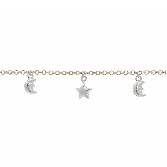 Myron Toback Inc. 14/20 Gold-Filled Rolo Chain with Sterling Silver Moon & Star Charms 14/20 Gold-Filled Rolo Chain with Sterling Silver Moon & Star Charms