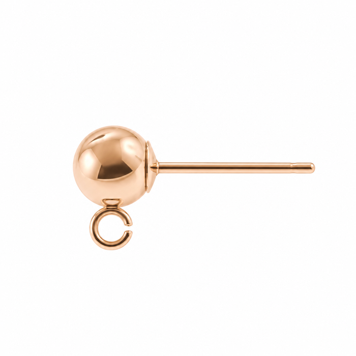 14/20 Pink Gold-Filled / 3MM / With Ring Ball Post Earring Ball Post Earring