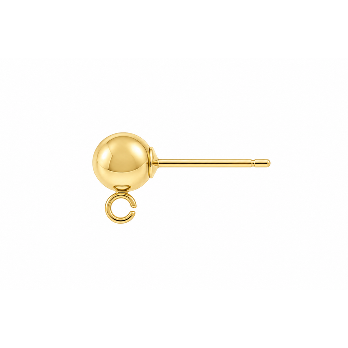 14/20 Yellow Gold-Filled / 3MM / With Ring Ball Post Earring Ball Post Earring