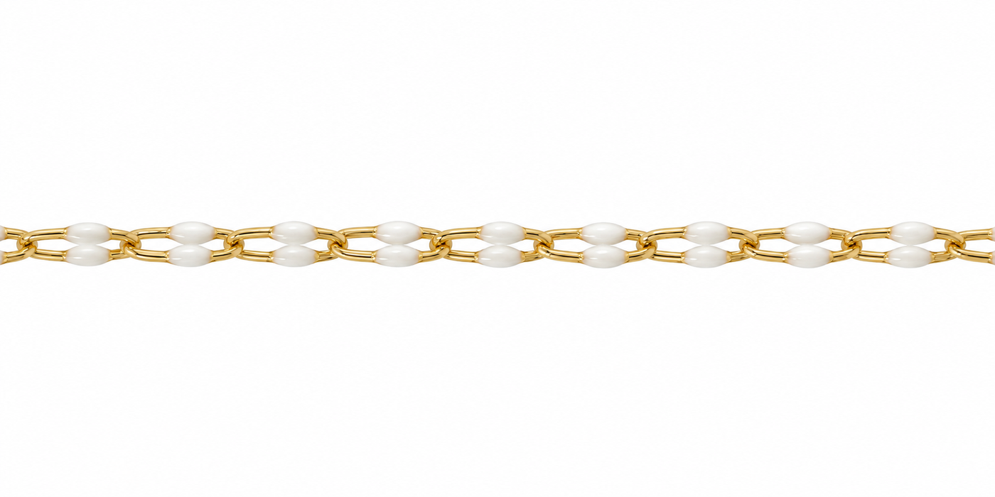 14/20 Yellow Gold-Filled Elongated Cable Chain with White Resin Elongated Cable Chain with White Resin