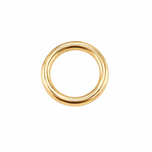 Yellow gold-filled round closed jump ring, 14/20 size, from Myron Toback Inc., used in jewelry making and crafts.