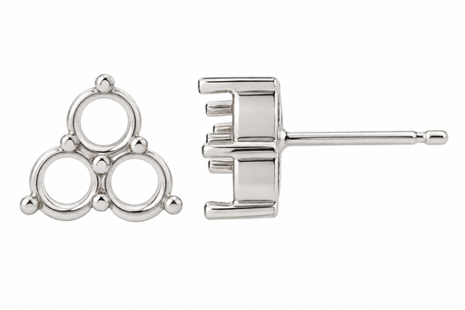 14K White / 12Pt Three Stone Cluster Earring Setting Three Stone Cluster Earring Setting