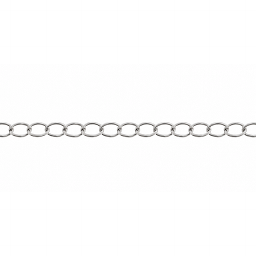 14k white gold 2.5mm cable chain from Myron Toback Inc. featuring a delicate, lightweight jewelry chain with a secure clasp.