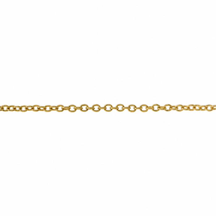 14K yellow gold 1.0mm cable chain from Myron Toback Inc. showcasing a delicate, fine jewelry link chain.