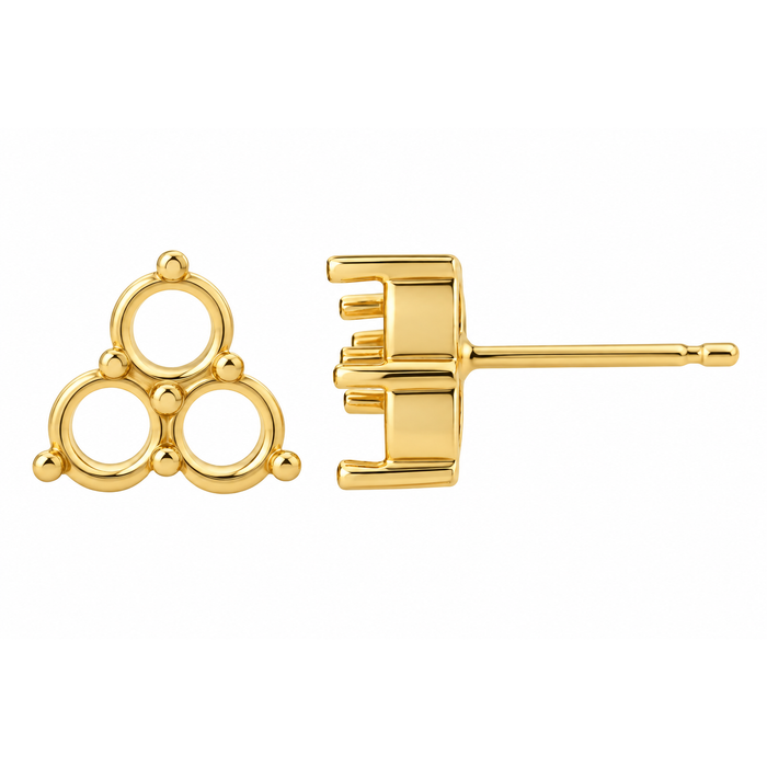 14K Yellow / 12Pt Three Stone Cluster Earring Setting Three Stone Cluster Earring Setting