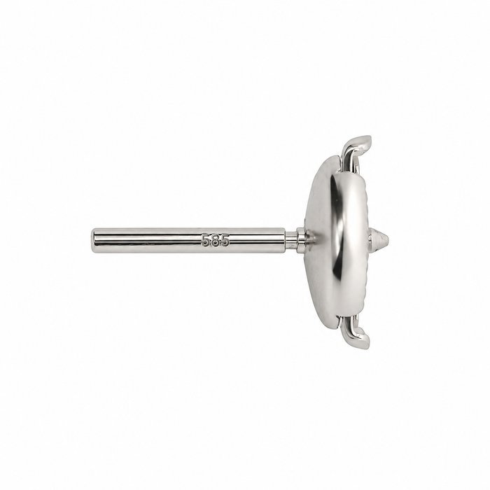 18K White Alpa Post & Back W/Push On 2 Side Alpa Post & Back W/Push On 2 Side