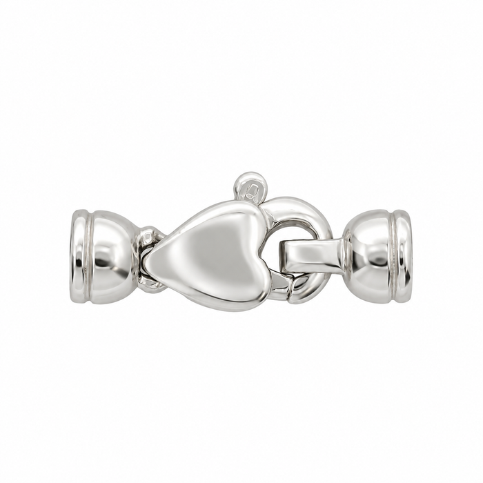 18K White Heart Lock w/ End Caps Heart Lock w/ End Caps