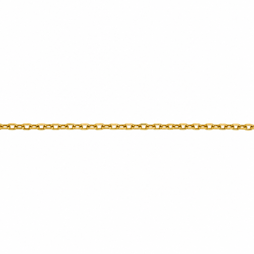 18k yellow gold 0.8mm diamond cut cable chain by Myron Toback Inc. showcasing a close-up of the finely detailed jewelry link.
