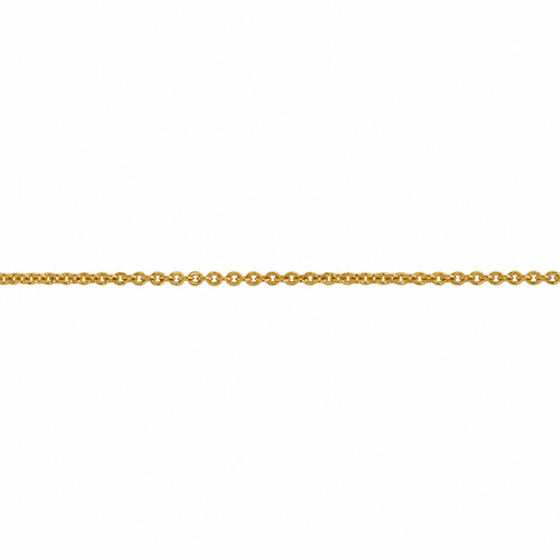 18k yellow gold 0.8mm flat cable chain by Myron Toback Inc. showcasing a delicate, smooth, and flexible jewelry chain.