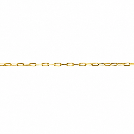 18k yellow gold 1.1mm drawn cable chain by Myron Toback Inc. showcasing a delicate, polished jewelry chain with fine links.