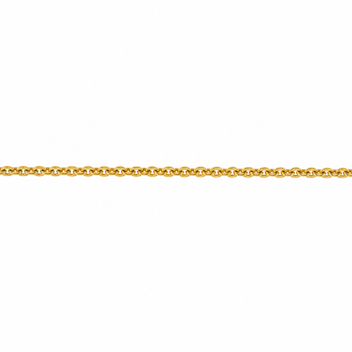 18k yellow gold 1.1mm flat cable chain from Myron Toback Inc., showing the smooth, flexible design and shiny finish.