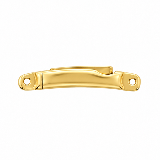 18k yellow gold 15mm bayonet clasp by Myron Toback Inc. designed for secure jewelry fastening and elegant finishes.