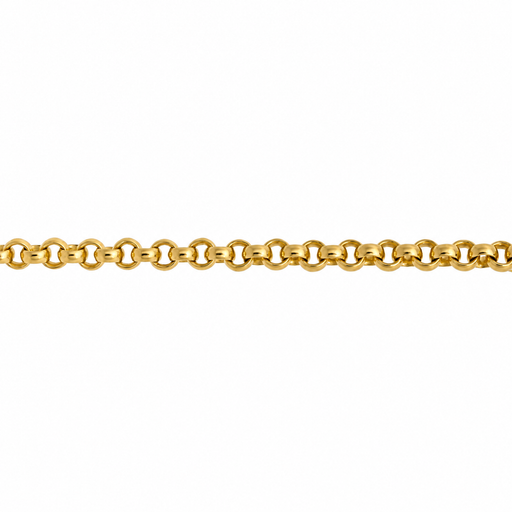 18k yellow gold 2.0mm Rolo chain by Myron Toback Inc. featuring rounded link design for elegant jewelry.