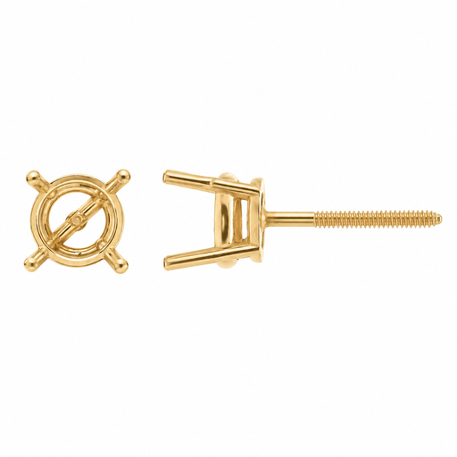 18K Yellow / 5mm Round Basket Earring With Screw Post Round Basket Earring With Screw Post