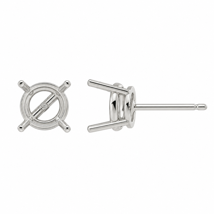 Myron Toback Inc. 4 Prong Round Basket Earring Setting 4 Prong Round Basket Earring Setting