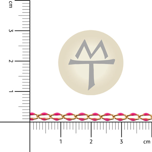 Myron Toback Inc. 14/20 Gold-Filled Yellow Elongated Cable Chain with Pink Resin 14/20 Gold-Filled Yellow Elongated Cable Chain with Pink Resin