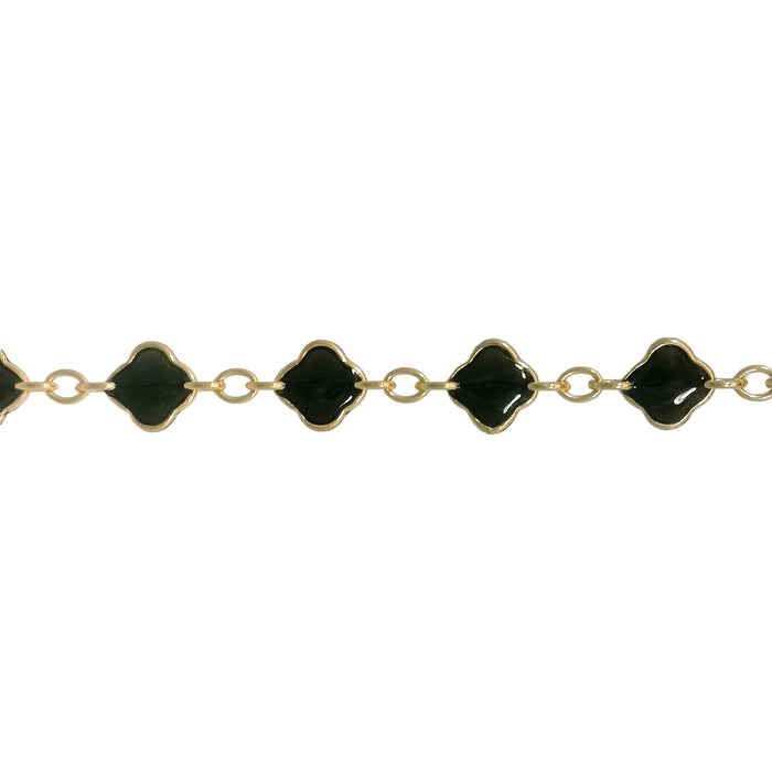 Myron Toback Inc. 14/20 Yellow Gold-Filled Black Resin Clover Chain Black Resin Clover Chain