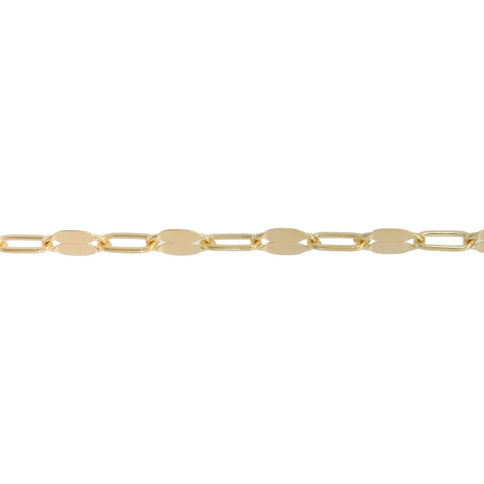 Myron Toback Inc. 14/20 Yellow Gold-Filled Elongated Cable Chain with Alternating Flattened Shiny Links Elongated Cable Chain with Alternating Flattened Shiny Links