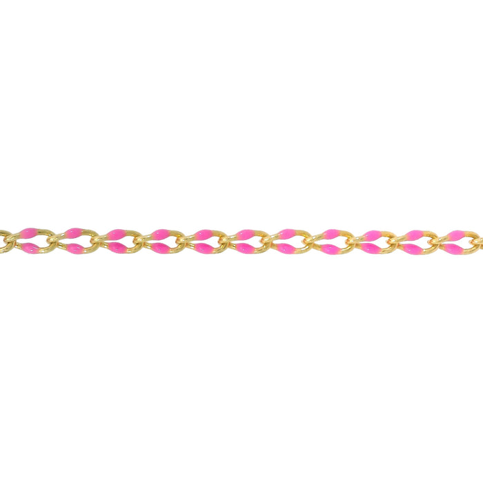 Myron Toback Inc. 14/20 Yellow Gold-Filled Elongated Cable Chain with Pink Resin Elongated Cable Chain with Pink Resin