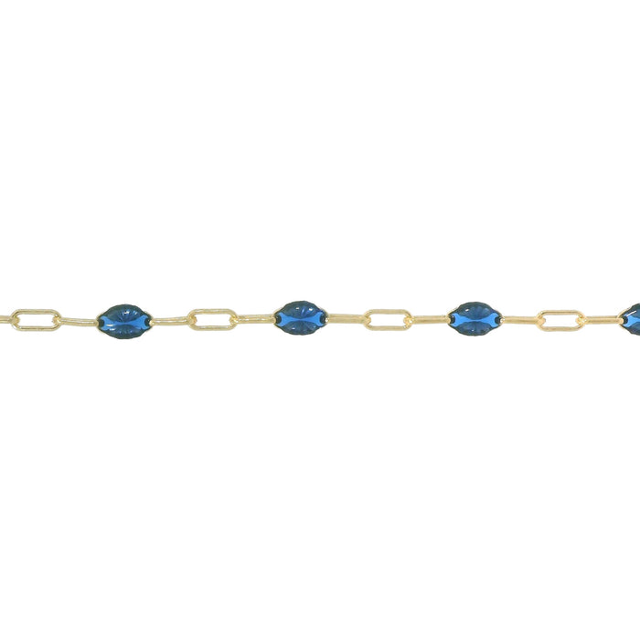 Myron Toback Inc. 14/20 Yellow Gold-Filled Elongated Cable Chain with Sapphire Resin Elongated Cable Chain with Sapphire Resin