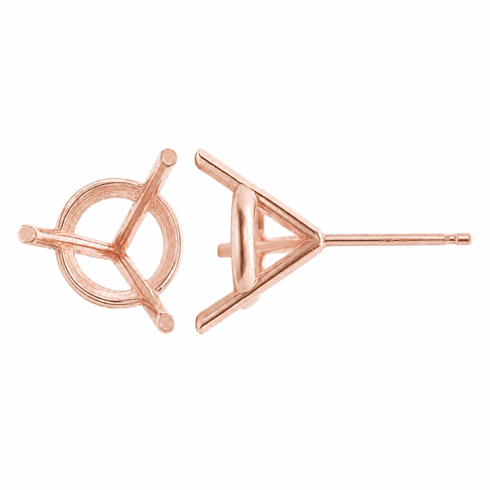 Myron Toback Inc. 14K Pink / 5mm (50Pt) 3 Prong Martini Earrings Setting 3 Prong Martini Earrings Setting