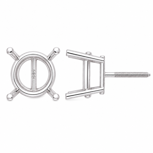 Myron Toback Inc. 14K White / 7Pt Round Earring With Screw Post Round Earring With Screw Post