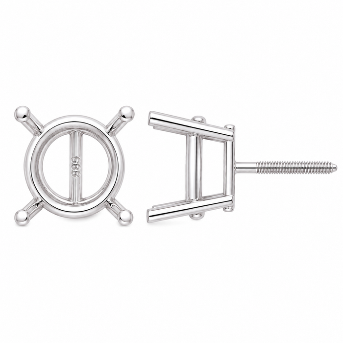 Myron Toback Inc. 14K White / 7Pt Round Earring With Screw Post Round Earring With Screw Post