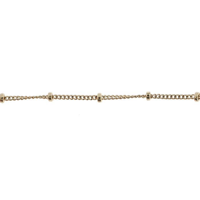 Myron Toback Inc. 14K Yellow 1.2MM Flat Curb Chain with Beads