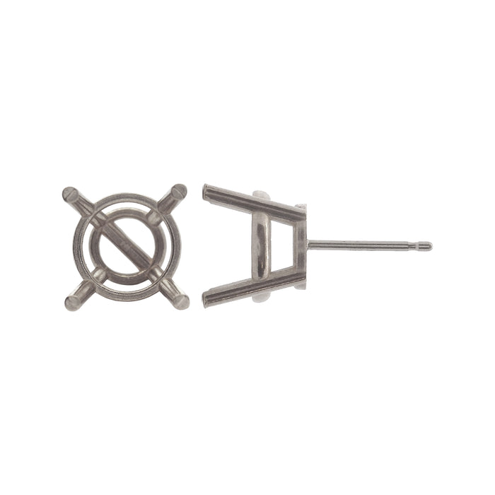 Myron Toback Inc. 18K White / 3mm 4 Prong Round Basket Earring 4 Prong Round Basket Earring