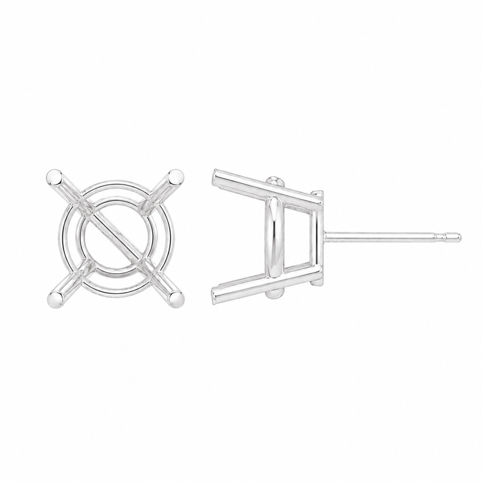 Myron Toback Inc. 18K White / 3mm 4 Prong Round Basket Earring 4 Prong Round Basket Earring