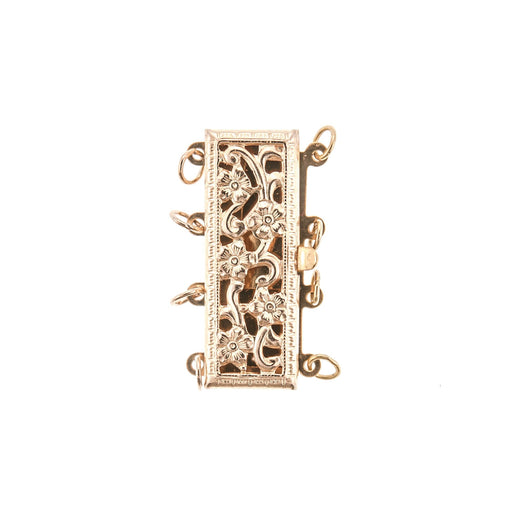14/20 Yellow Gold-Filled Filigree 3 Strand Lock  Myron Toback Inc. 14/20 Yellow Gold-Filled Filigree 3 Strand Lock