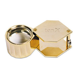 Myron Toback Inc. Large 10X Gold Hex Loupe 21.5MM Large 10X Gold Hex Loupe 21.5MM