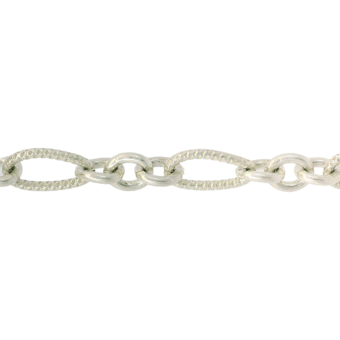 Myron Toback Inc. Sterling Silver 6MM Long & Short Textured Chain 6MM Long & Short Textured Chain