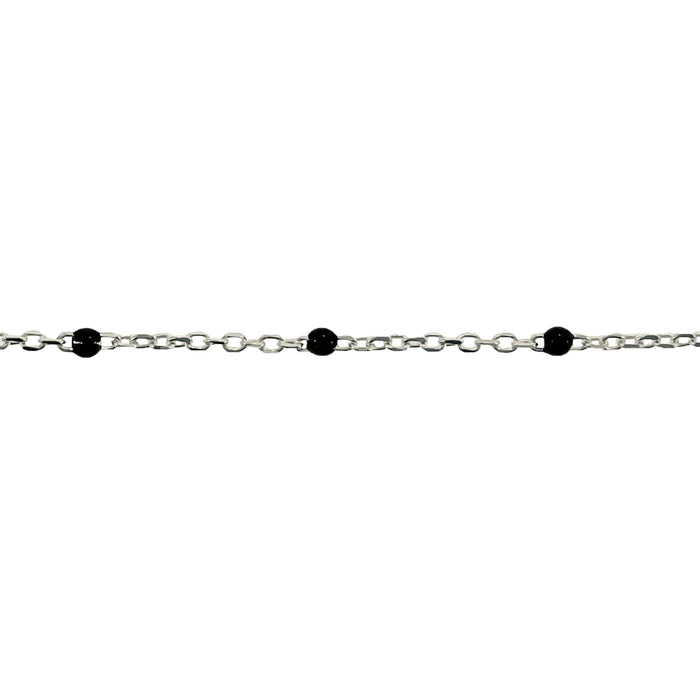 Sterling Silver Black Beaded Cable Chain  Myron Toback Inc. Sterling Silver Black Beaded Cable Chain
