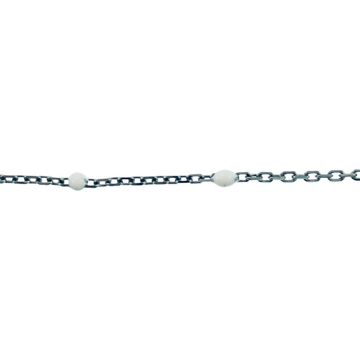Sterling Silver Black Rhodium Beaded Cable Chain  Myron Toback Inc. Sterling Silver Black Rhodium Beaded Cable Chain