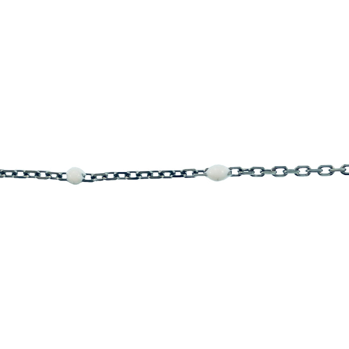 Myron Toback Inc. Sterling Silver Black Rhodium White Beaded Cable Chain