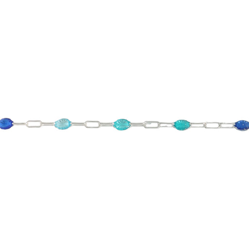 Myron Toback Inc. Sterling Silver Blue And Green Resin Chain Blue And Green Resin Chain