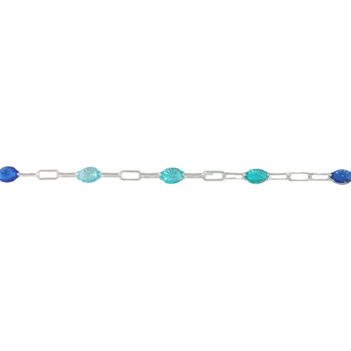 Myron Toback Inc. Sterling Silver Blue And Green Resin Chain Blue And Green Resin Chain