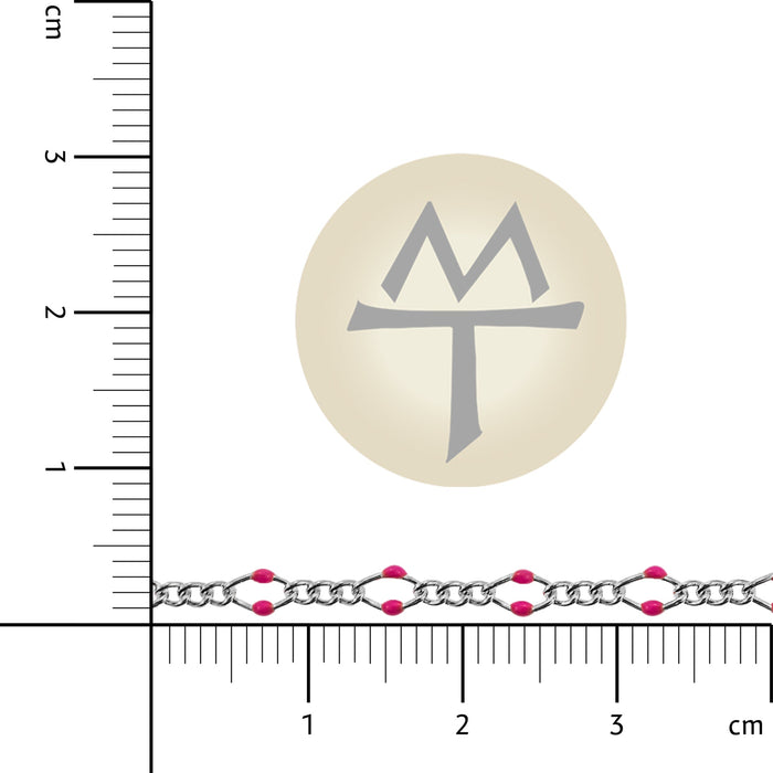 Myron Toback Inc. Sterling Silver Curb Chain with Pink Resin Sterling Silver Curb Chain with Pink Resin