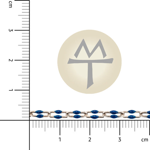 Myron Toback Inc. Sterling Silver Paperclip Chain w/ Dark Blue Resin