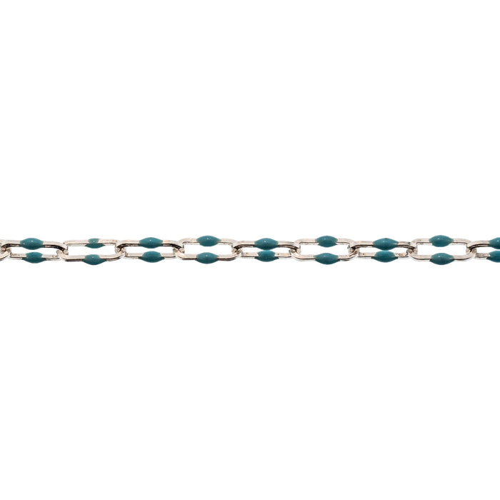 Myron Toback Inc. Sterling Silver Paperclip Chain w/ Turquoise Resin