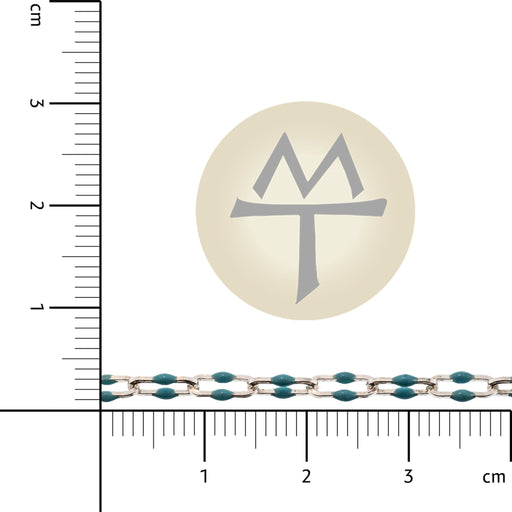 Myron Toback Inc. Sterling Silver Paperclip Chain w/ Turquoise Resin