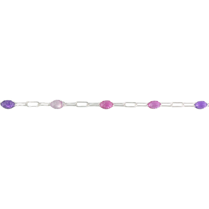 Myron Toback Inc. Sterling Silver Pink And Purple Chain Pink And Purple Chain