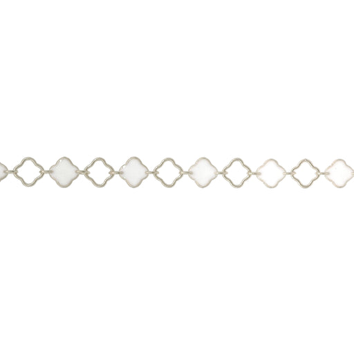 Myron Toback Inc. Sterling Silver White Resin Clover Chain White Resin Clover Chain