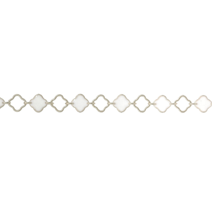 Myron Toback Inc. Sterling Silver White Resin Clover Chain White Resin Clover Chain