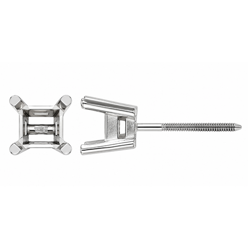 Platinum Princess Cut Earring Setting W/Heavy Screw Post Princess Cut Earring Setting W/Heavy Screw Post