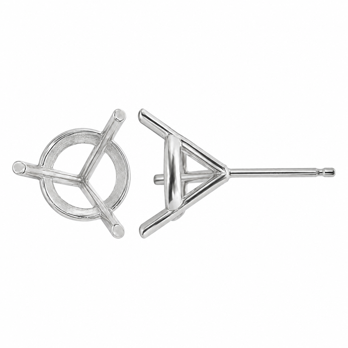 Myron Toback Inc. Sterling Silver 3 Prong Martini Earring Setting Sterling Silver 3 Prong Martini Earring Setting