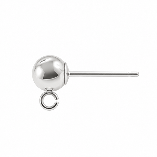 Sterling Silver / 3MM / With Ring Ball Post Earring Ball Post Earring